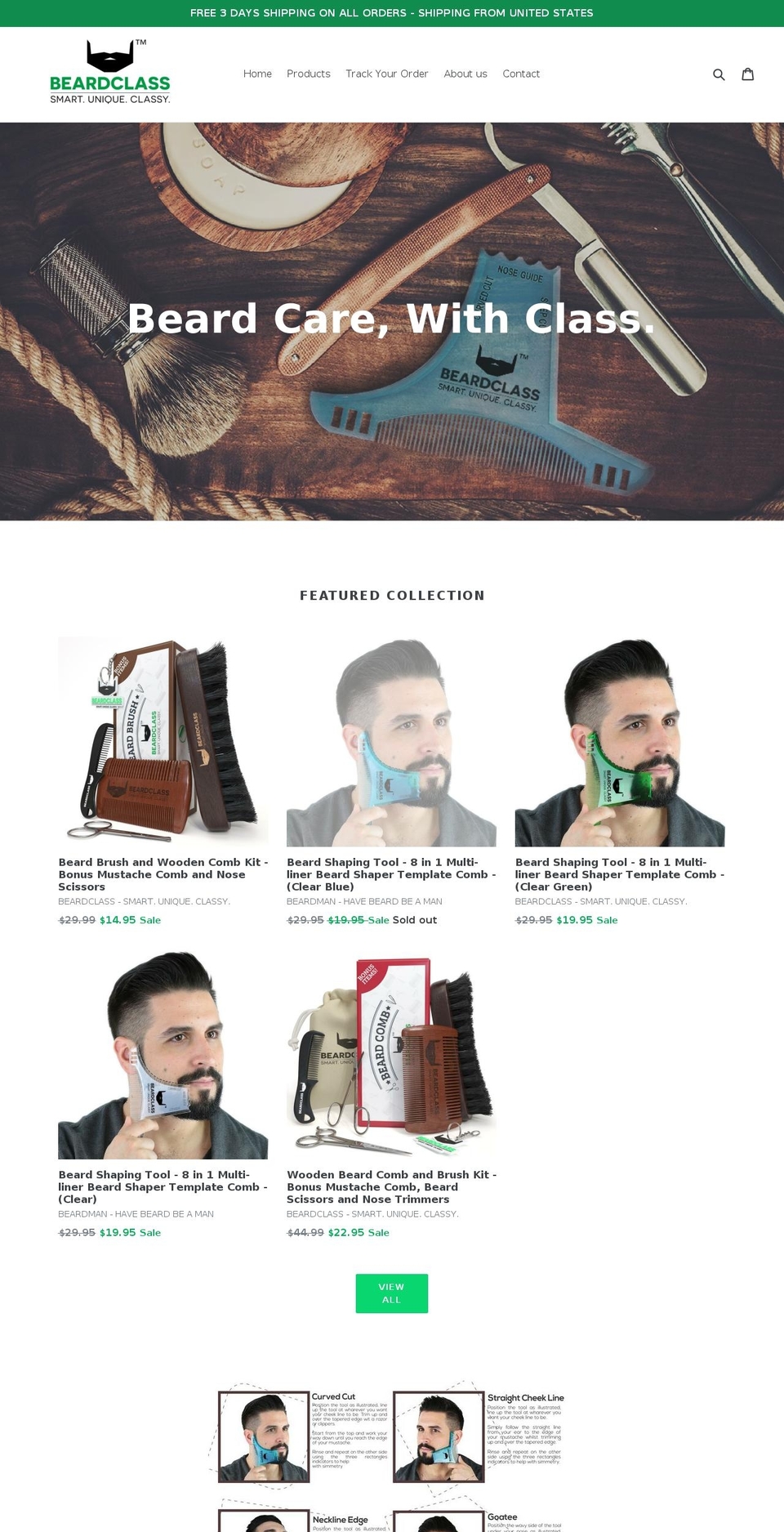 beardclass.net shopify website screenshot