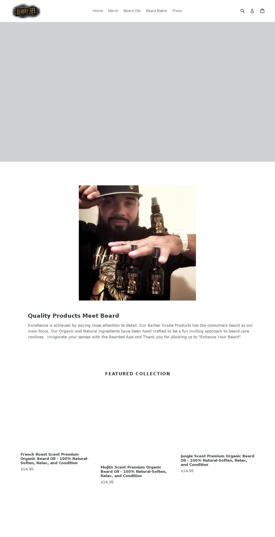 beardedape.com shopify website screenshot