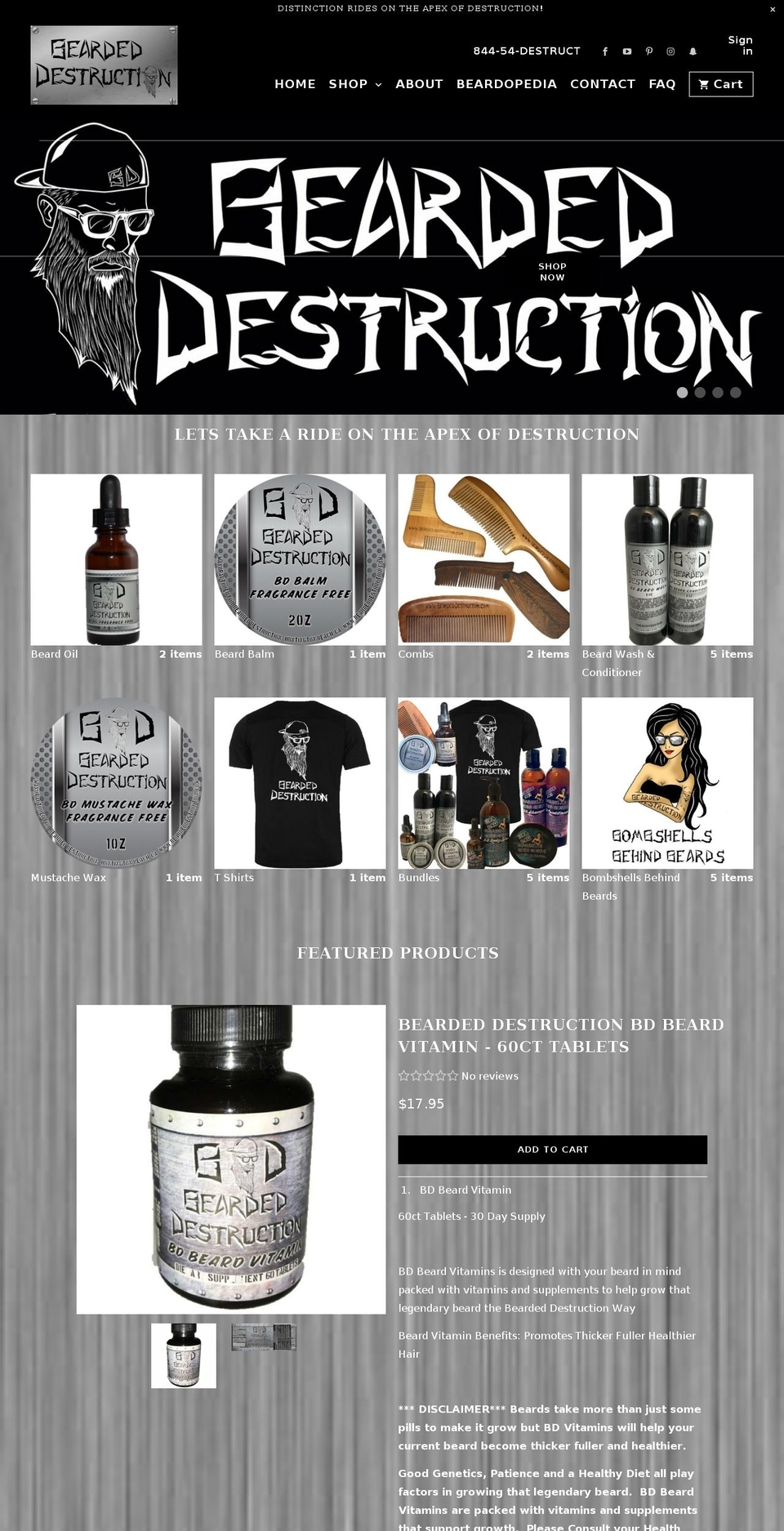 beardeddestroyer.com — Shopify storefront screenshot