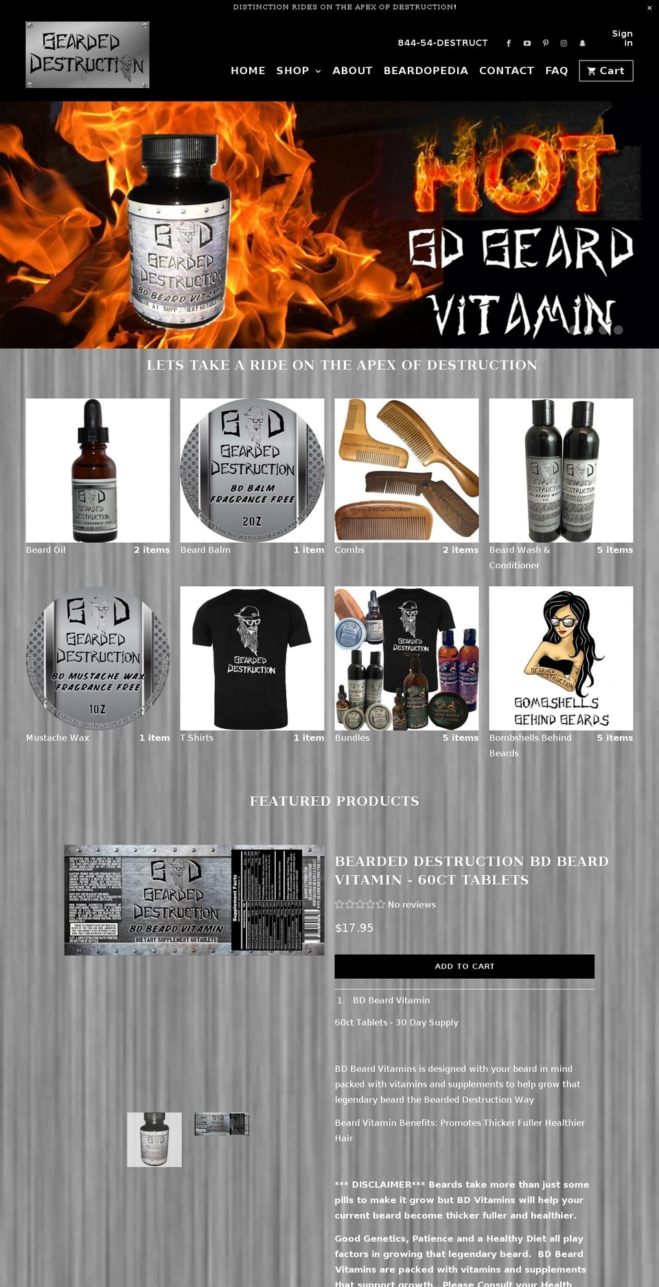 beardeddestruction.com — Shopify storefront screenshot