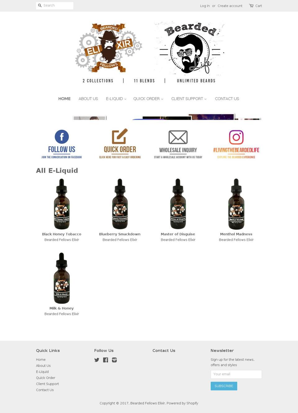 beardedfellowselixir.com shopify website screenshot