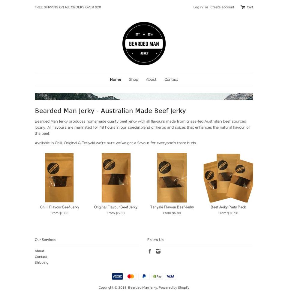 beardedmanjerky.com shopify website screenshot