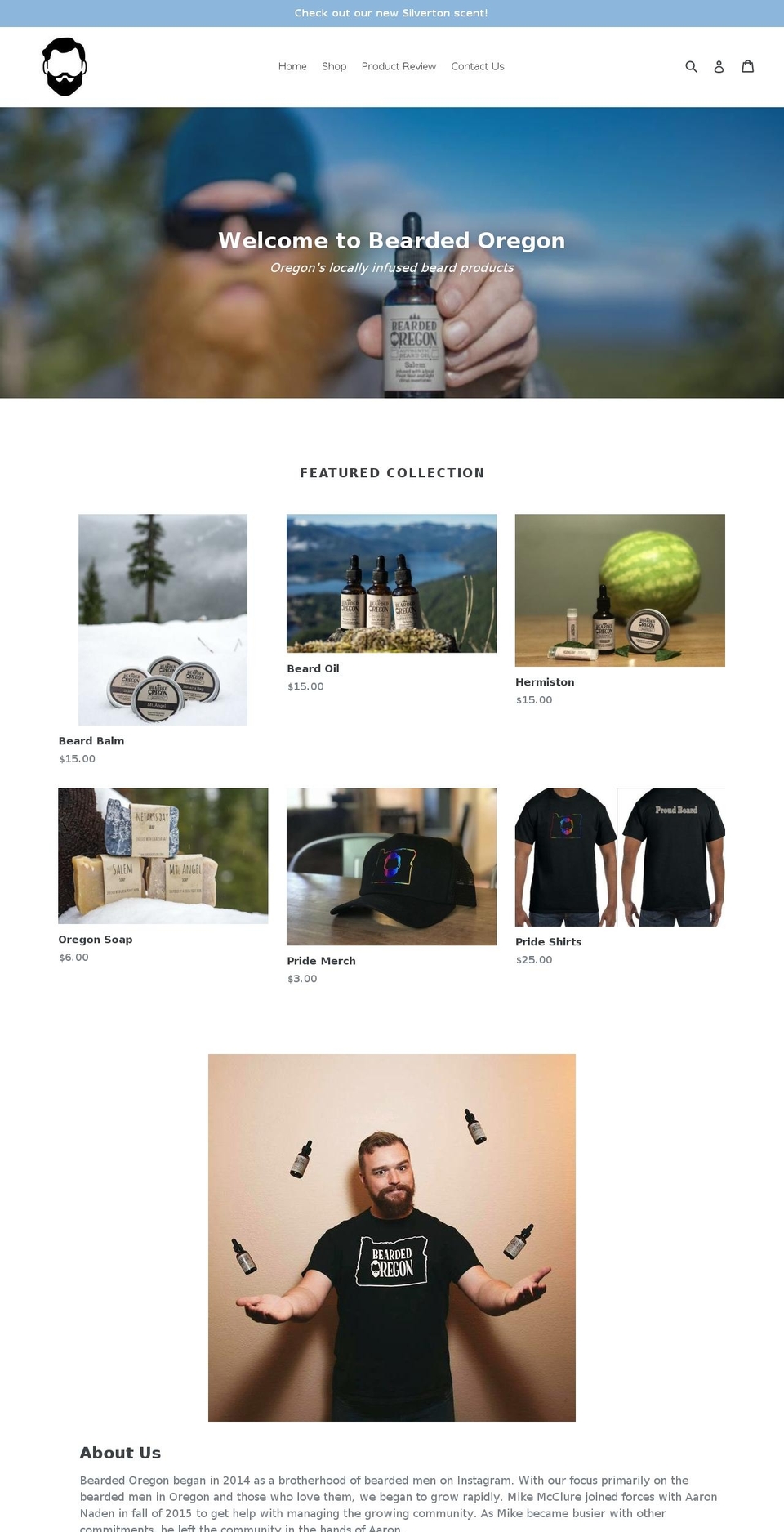 beardedoregon.com shopify website screenshot