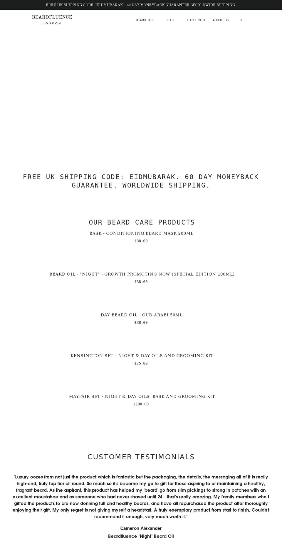 beardfluence.com shopify website screenshot