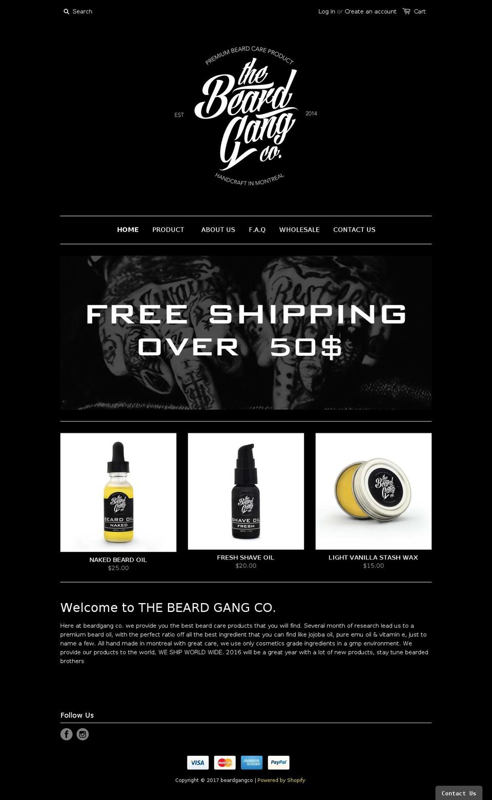 beardgangco.com shopify website screenshot