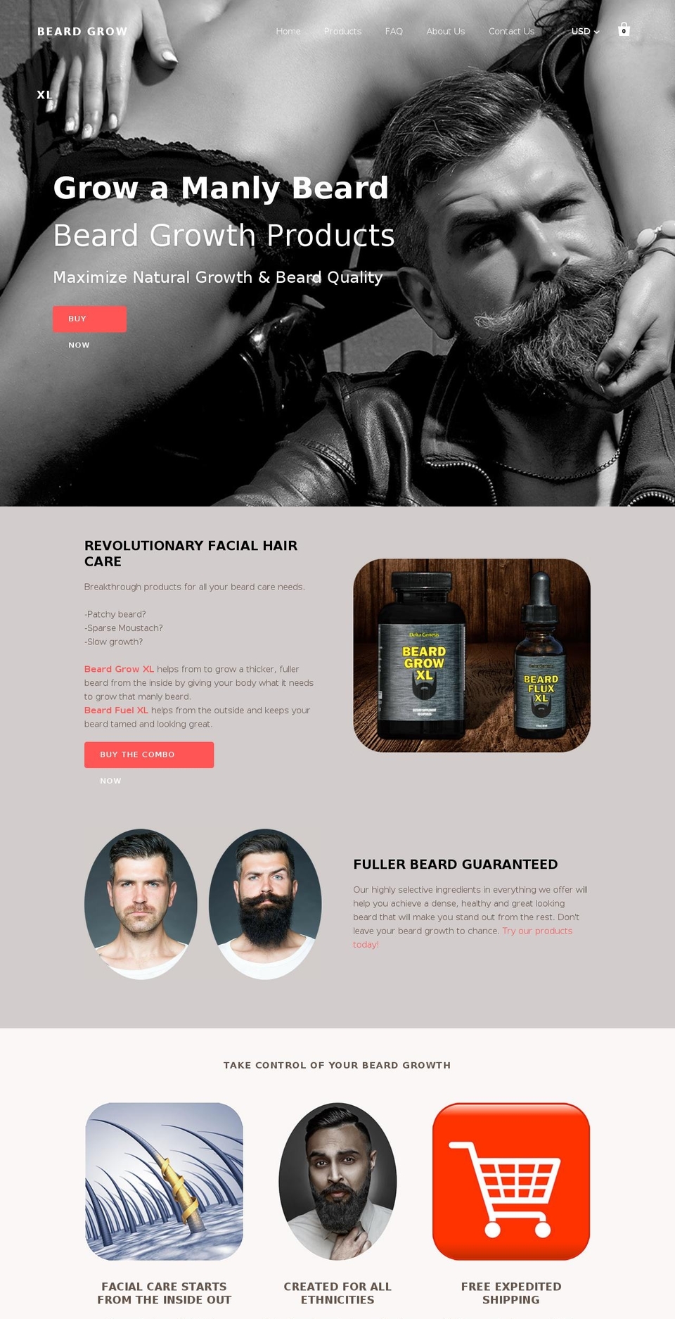 beardgrowxl.com shopify website screenshot