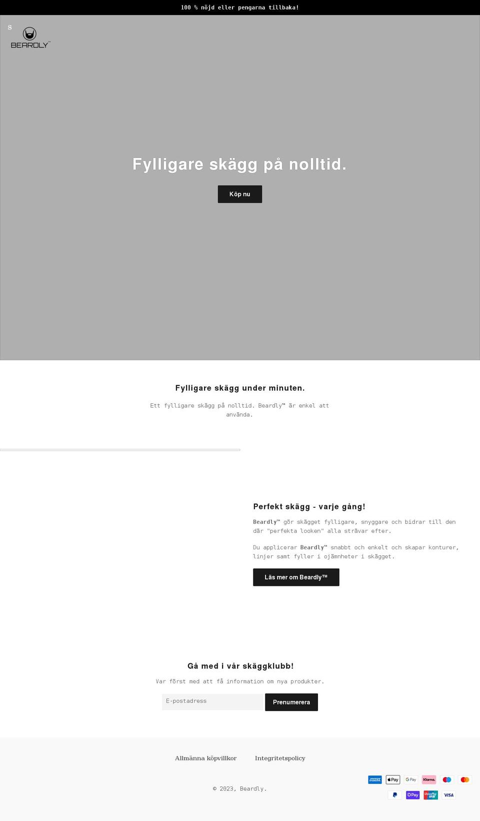 beardly.se shopify website screenshot