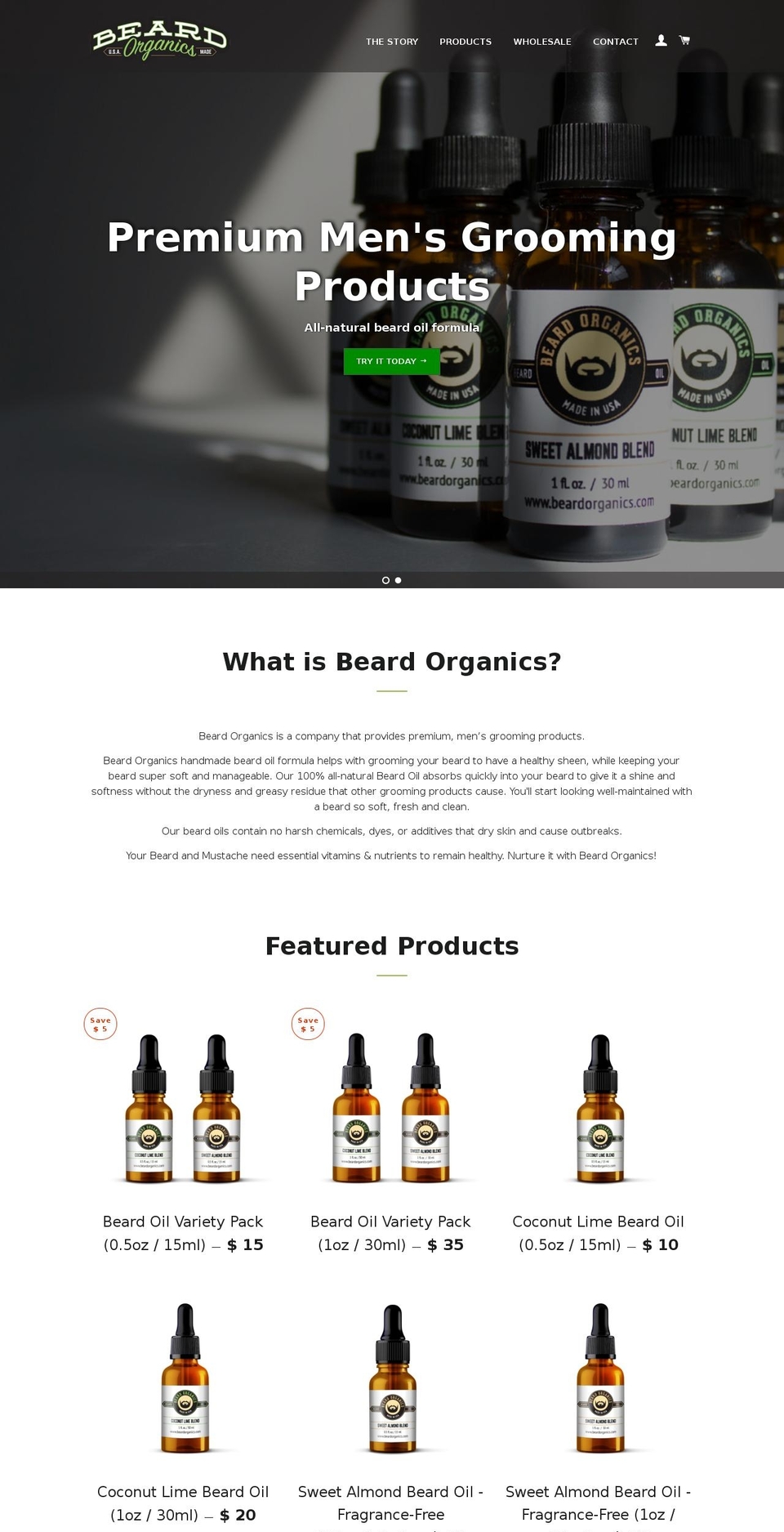 beardorganics.com shopify website screenshot
