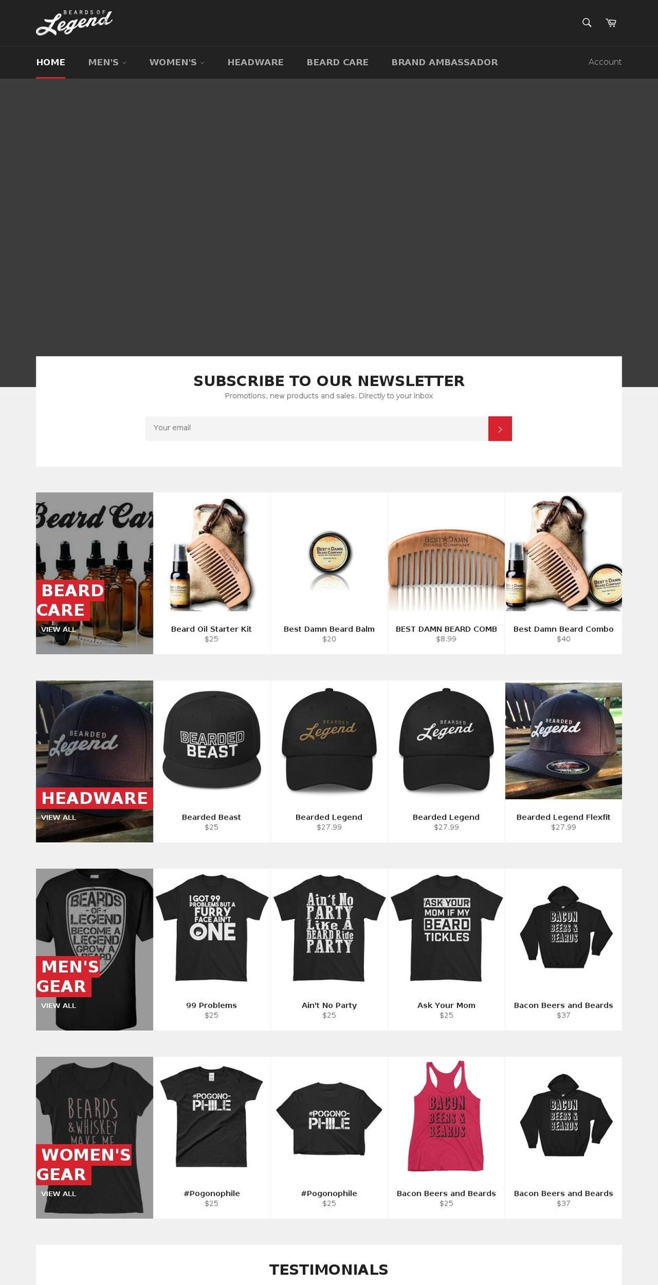 beardsoflegend.com shopify website screenshot