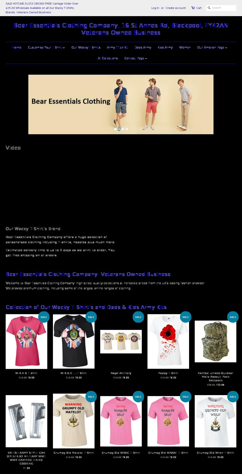 bearessentialsclothing.com shopify website screenshot
