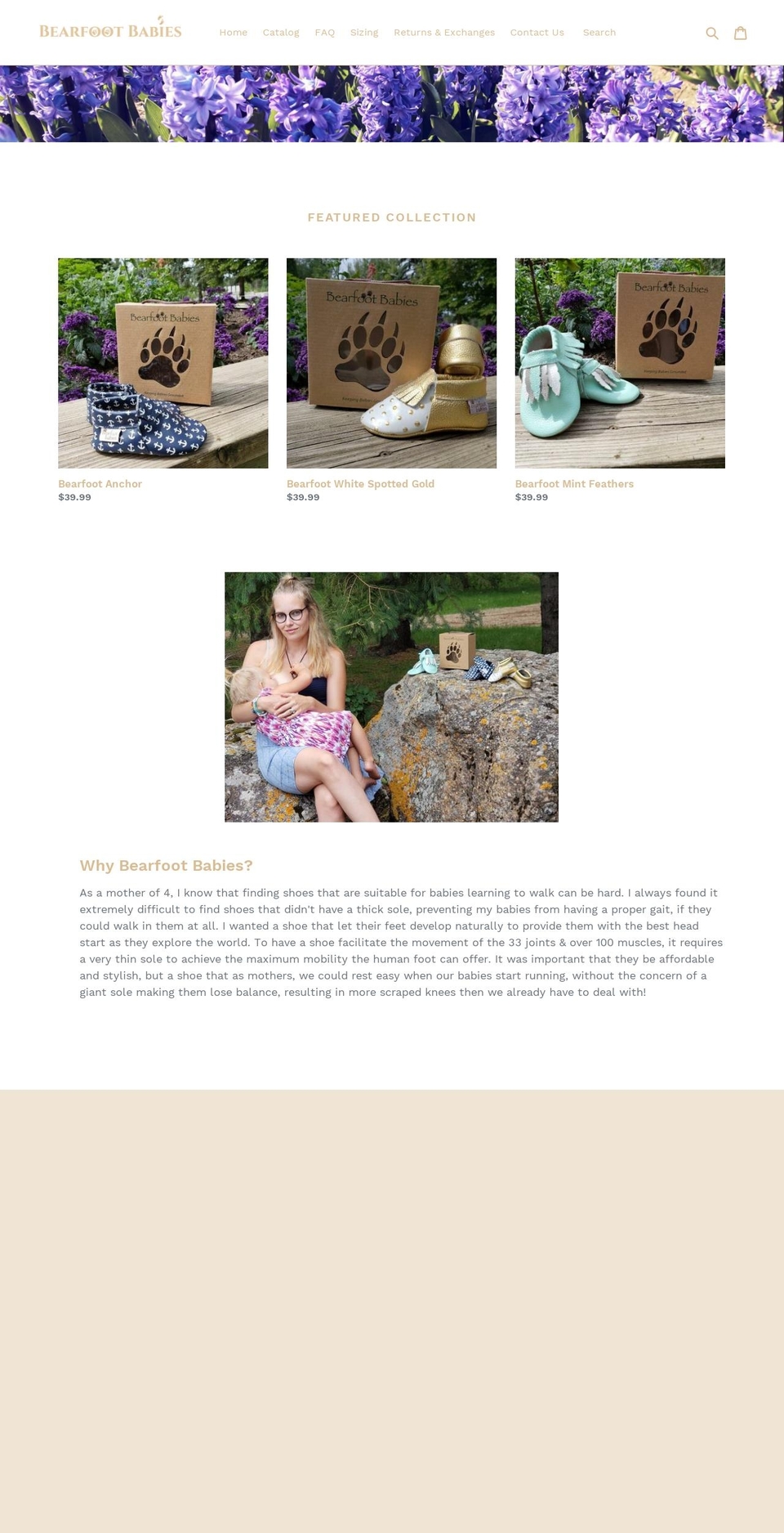 bearfootbabies.com — Shopify storefront screenshot