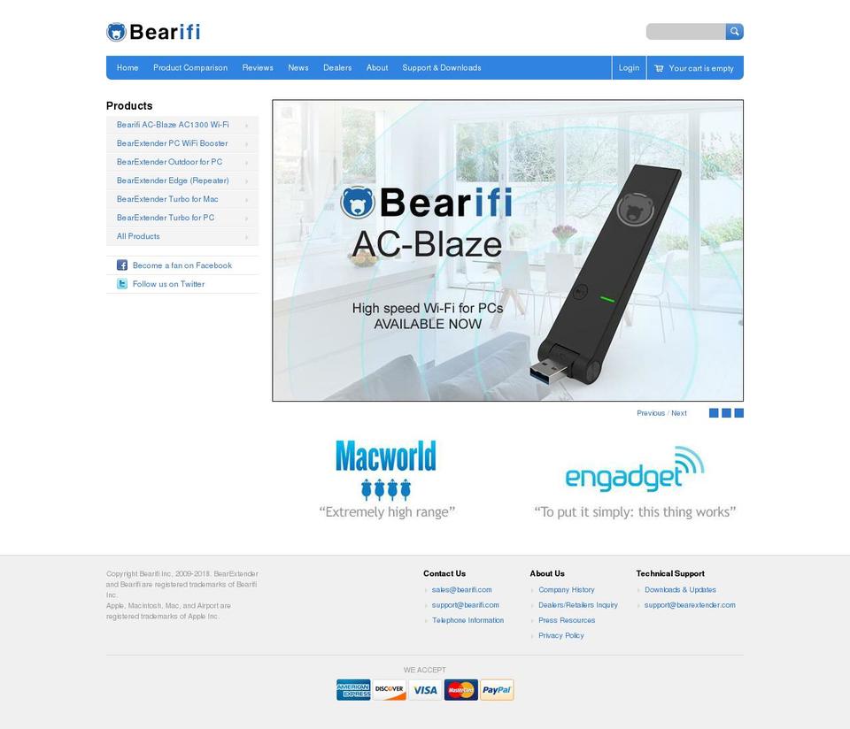 Megatronic May 21 2014 Shopify theme site example bearifi.com