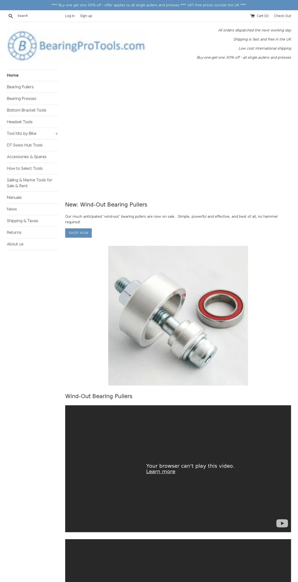 bearingprotools.com — Shopify storefront screenshot