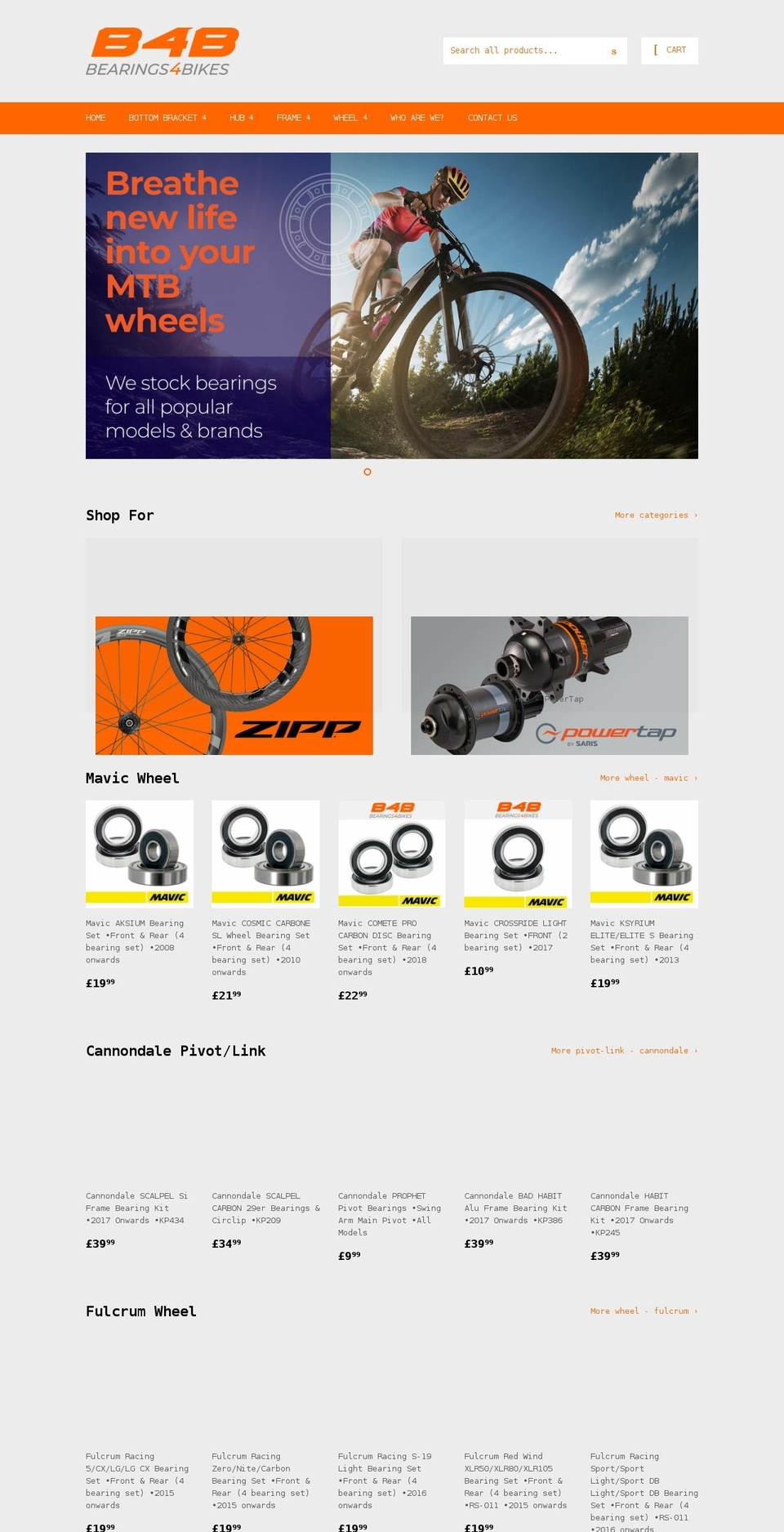 bearings4bikes.com shopify website screenshot
