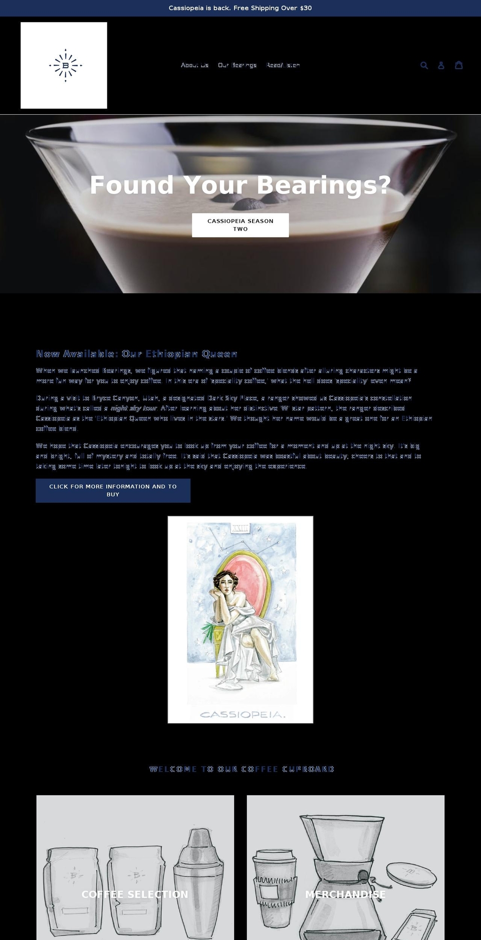 bearingscoffee.com shopify website screenshot
