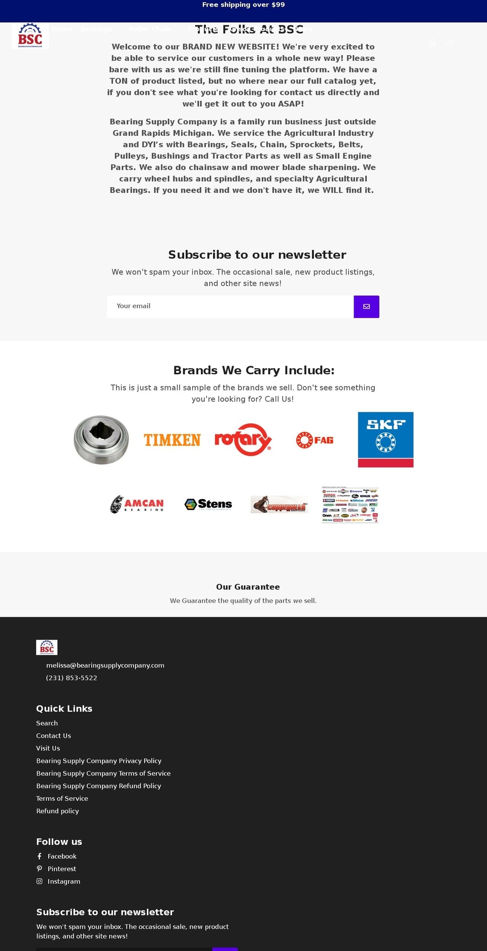 bearingsupplycompany.com shopify website screenshot