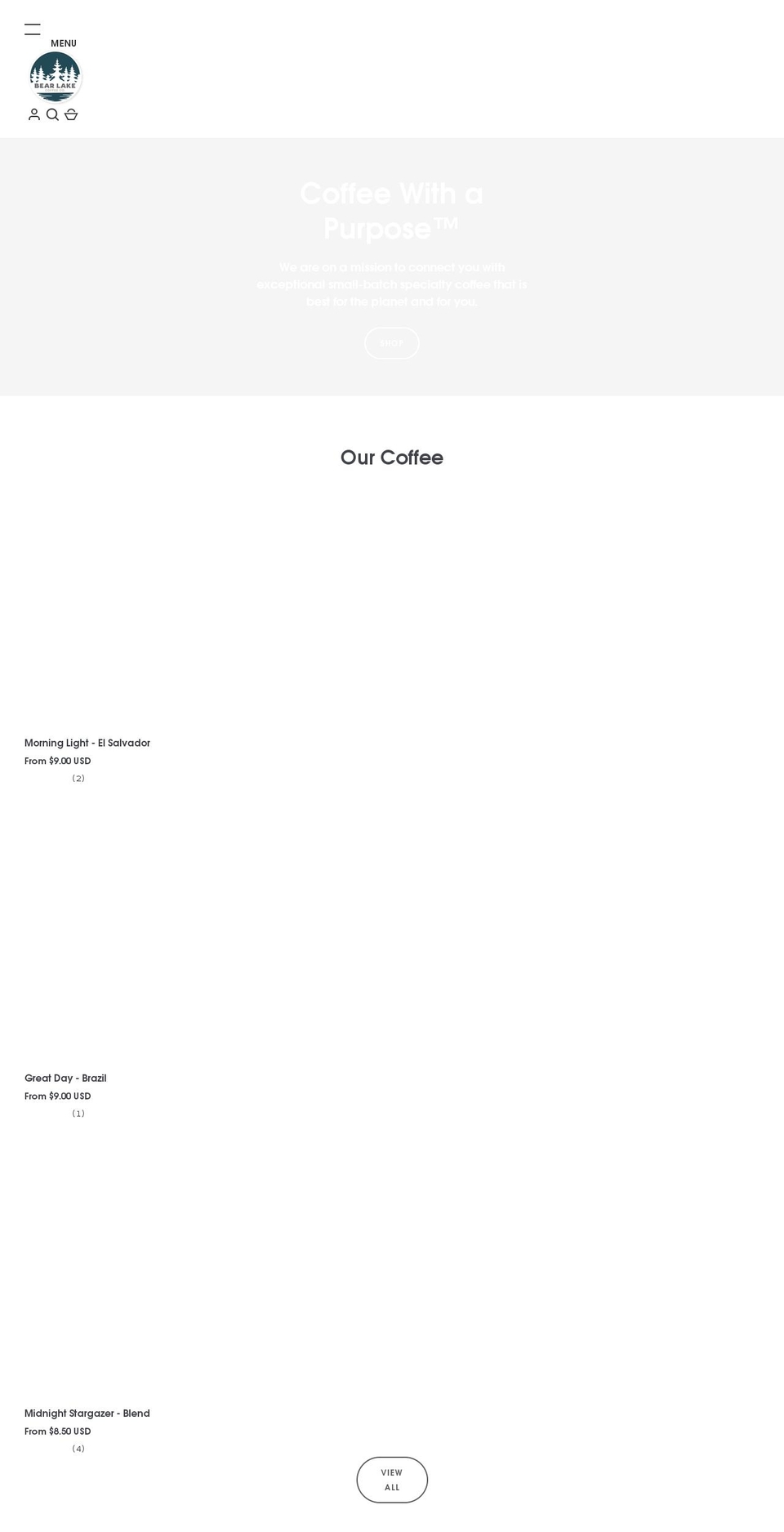 bearlakecoffee.com shopify website screenshot