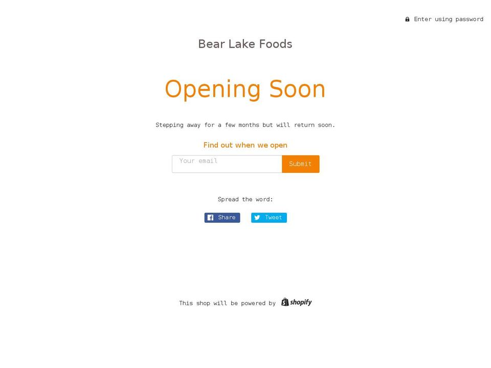 bearlakefoods.com shopify website screenshot