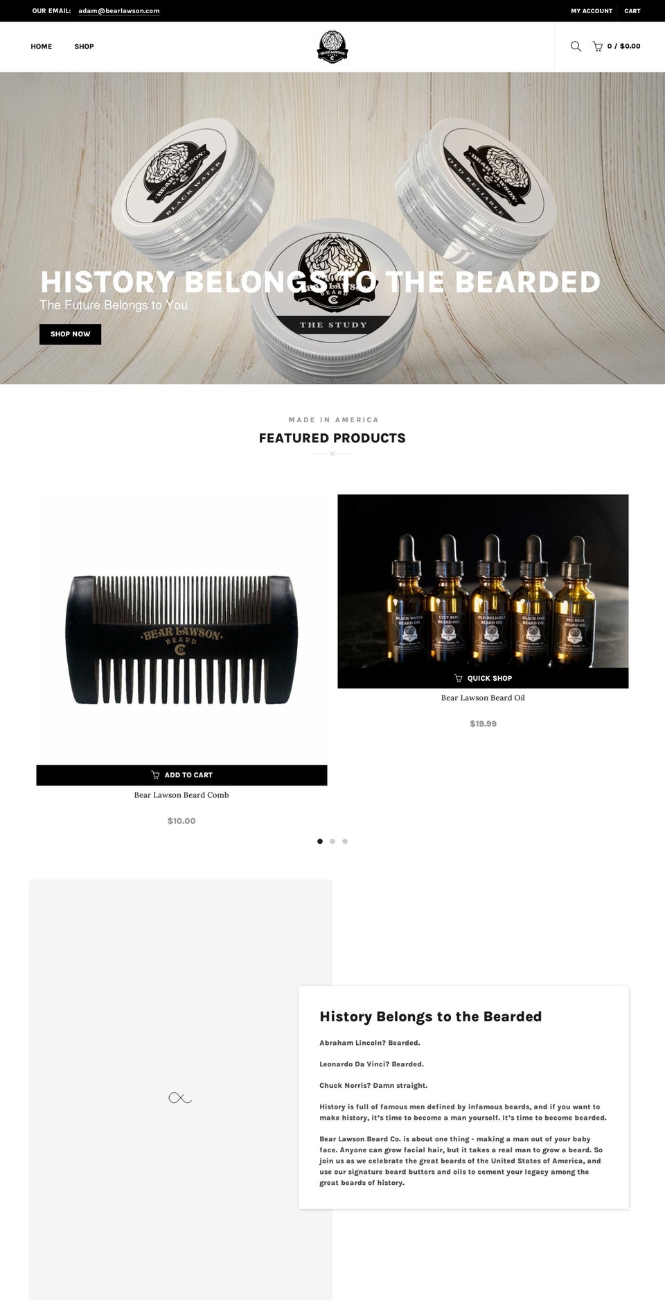 bearlawson.com shopify website screenshot