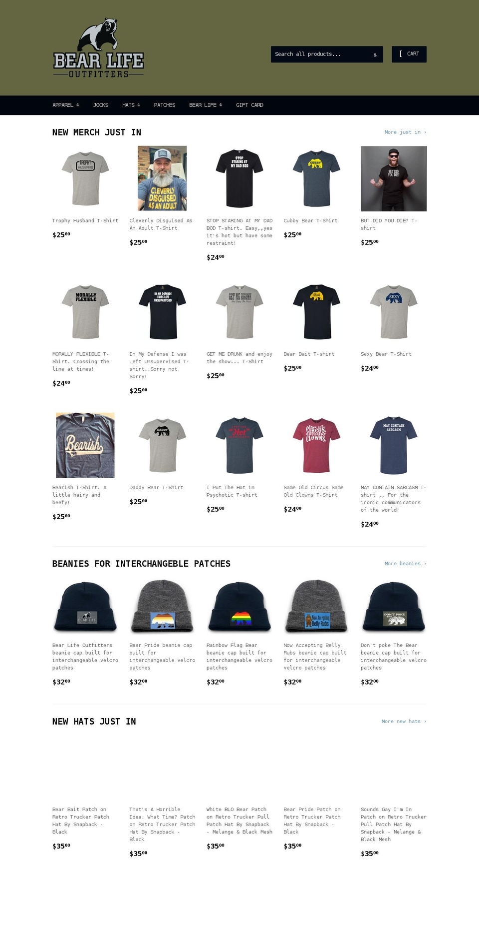 bearlifeoutfitters.com shopify website screenshot