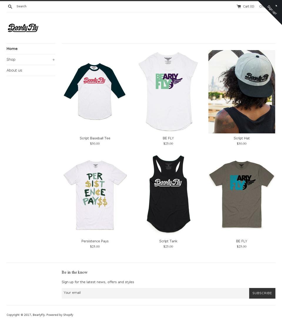 bearlyfly.com shopify website screenshot