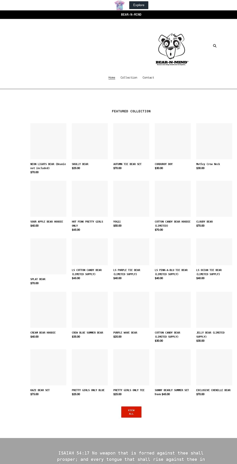 bearnmind.com shopify website screenshot