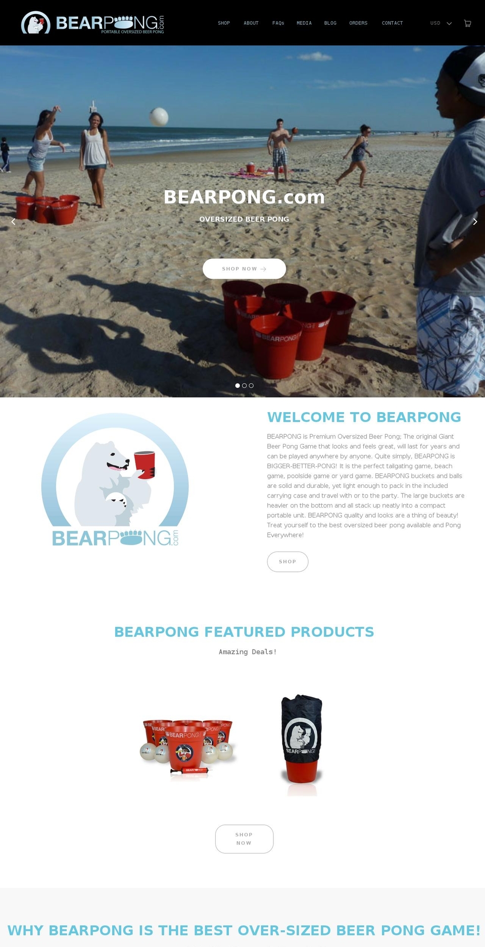 bearpong.com shopify website screenshot