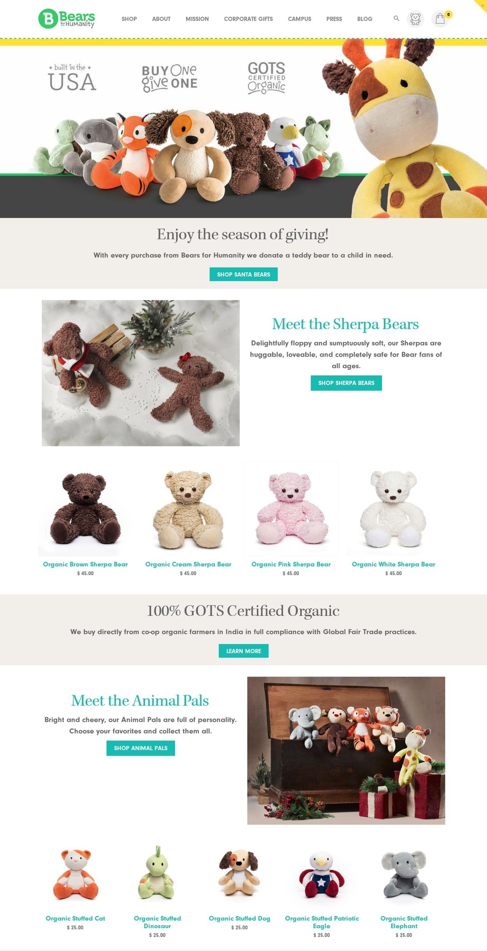 Animal-Pals-Sep2016 - New Home Page Shopify theme site example bears4humanity.org