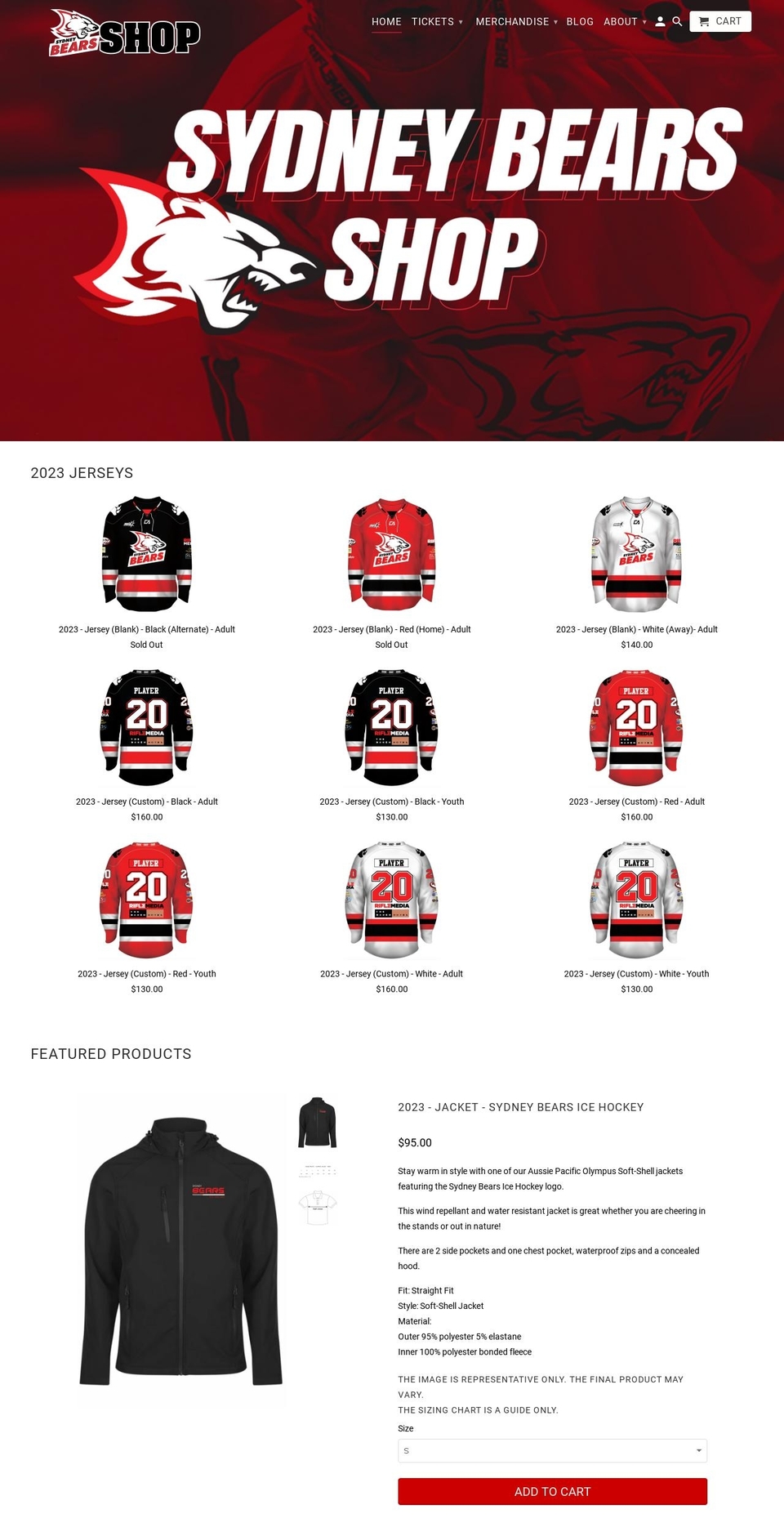 bearsshop.com.au shopify website screenshot