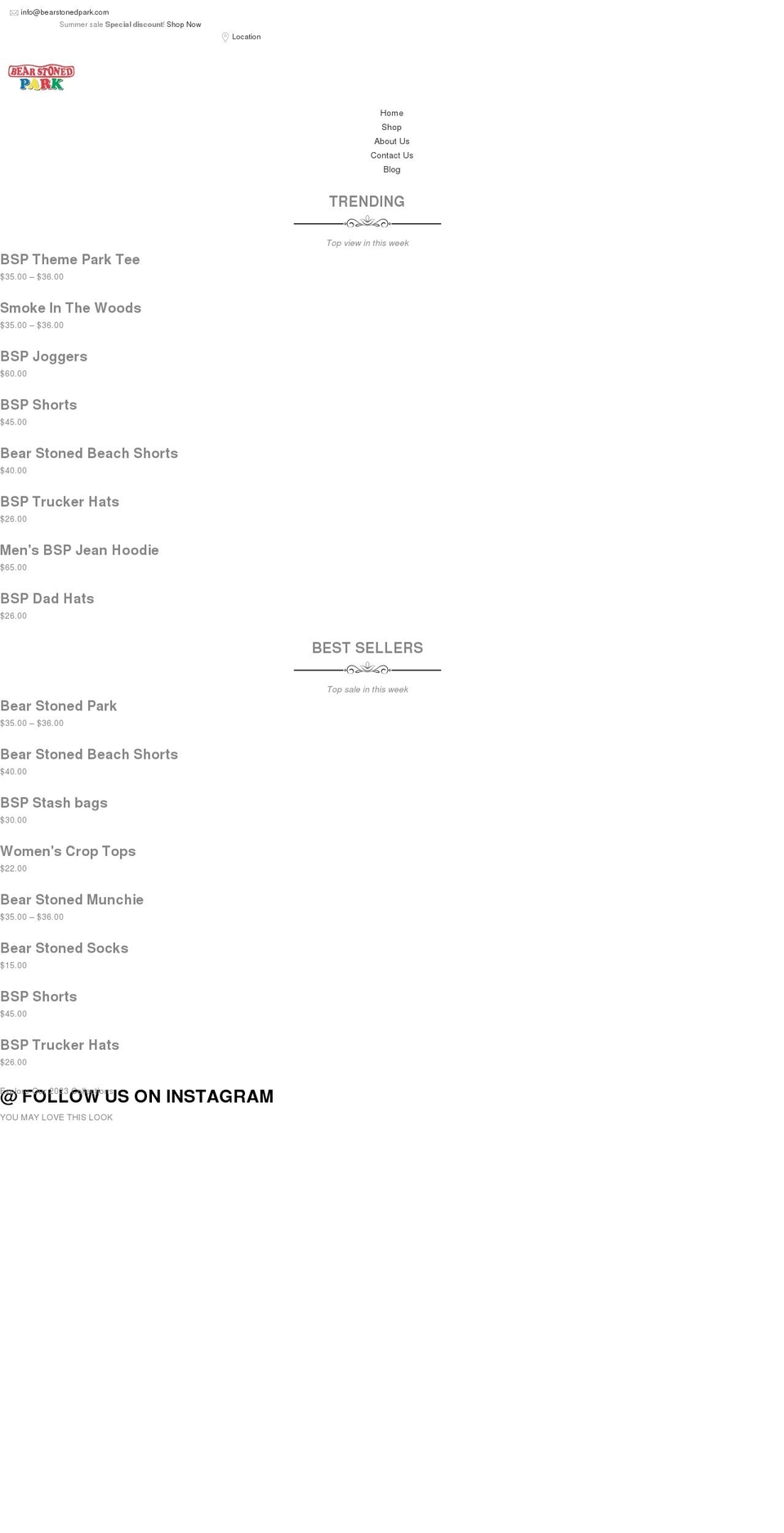 bearstonedpark.com shopify website screenshot