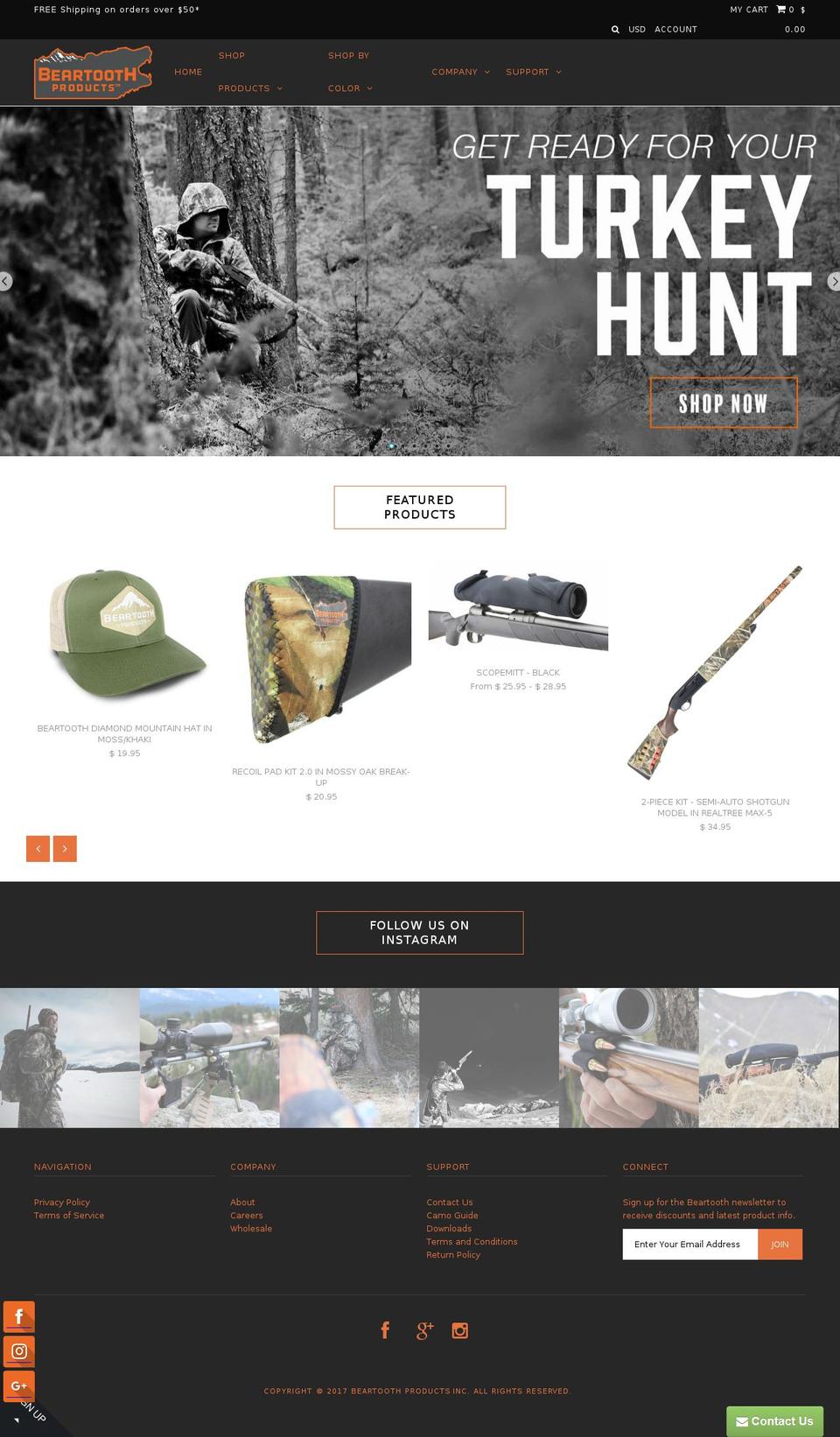 beartooth-products.com shopify website screenshot