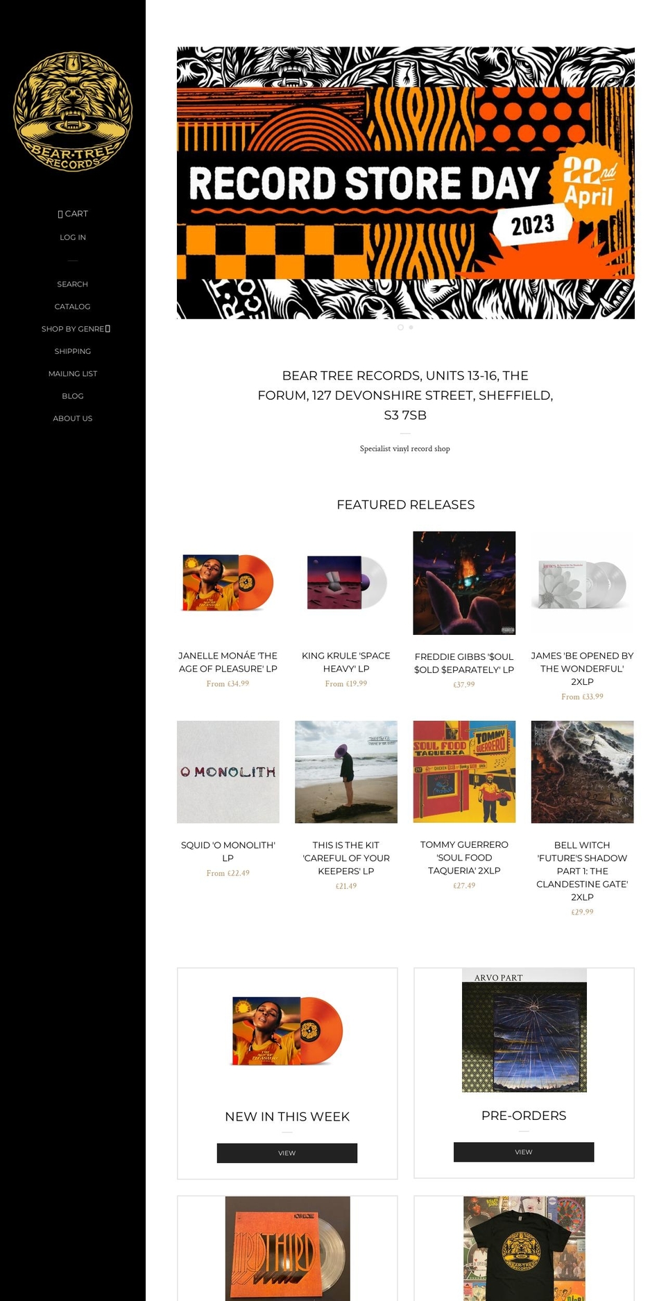 beartreerecords.co.uk shopify website screenshot