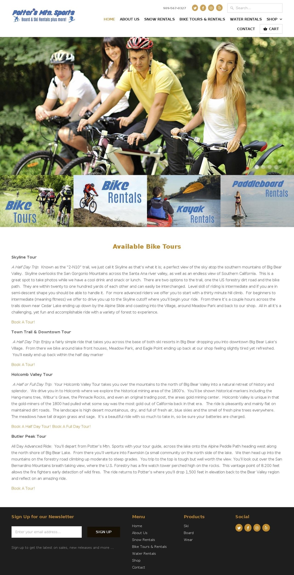 bearvalleybikes.com shopify website screenshot