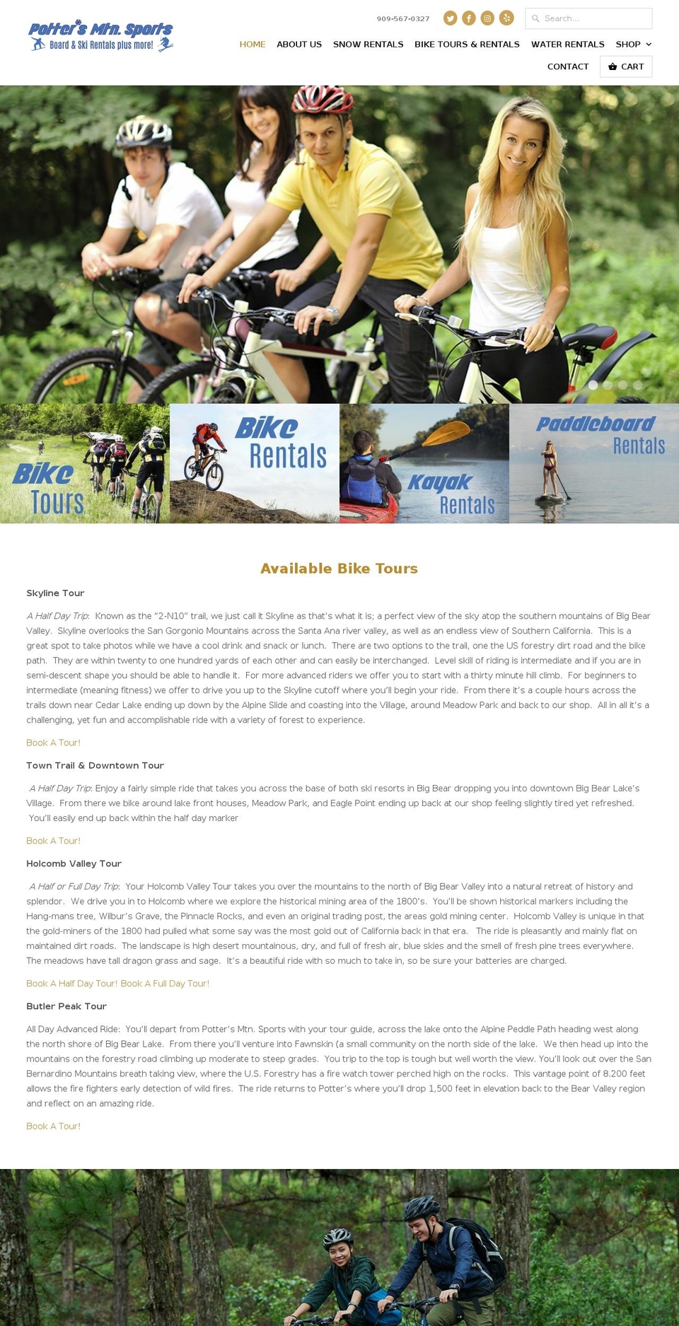 bearvalleybiketours.com shopify website screenshot