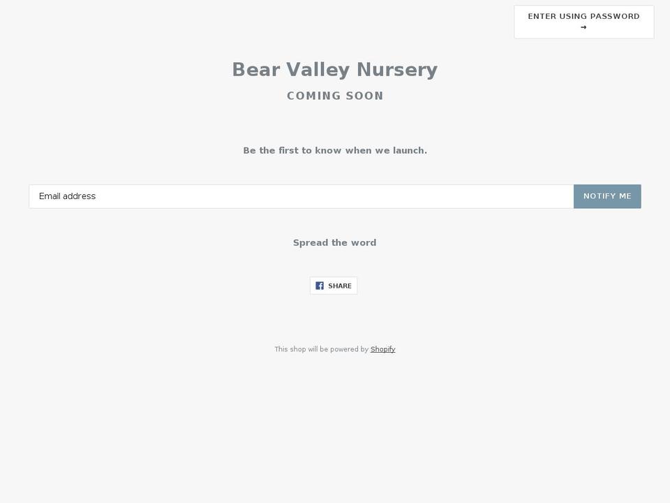 bearvalleynursery.com shopify website screenshot