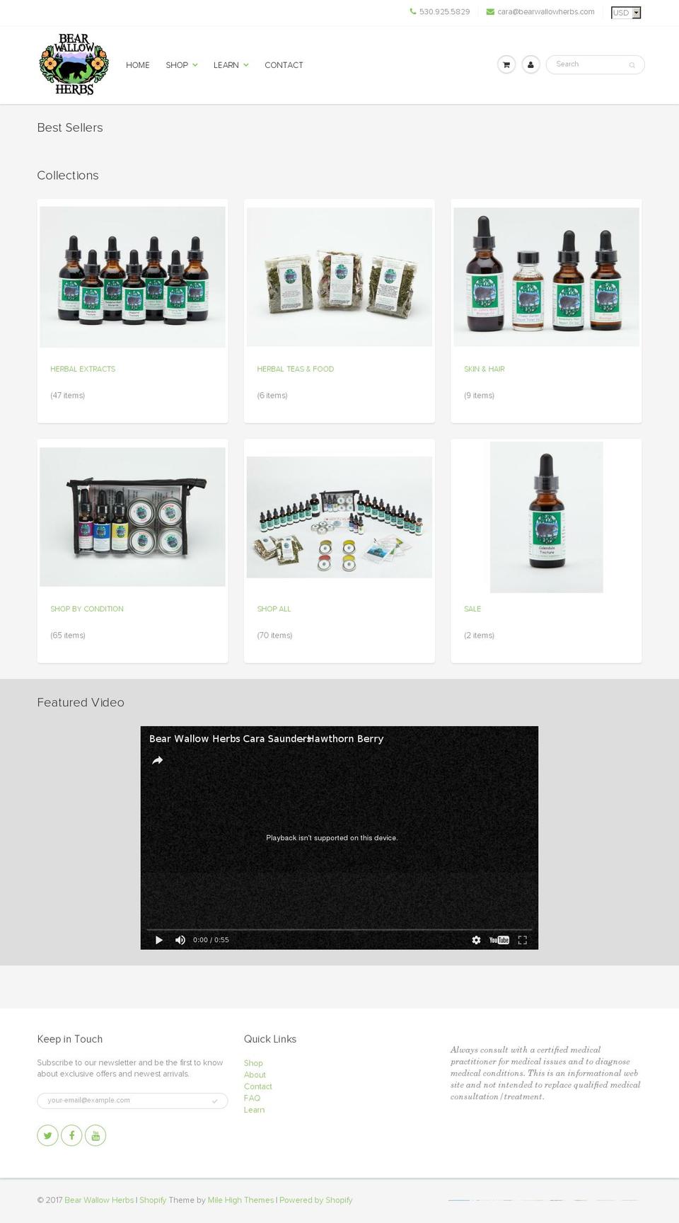 bearwallowherbs.com shopify website screenshot