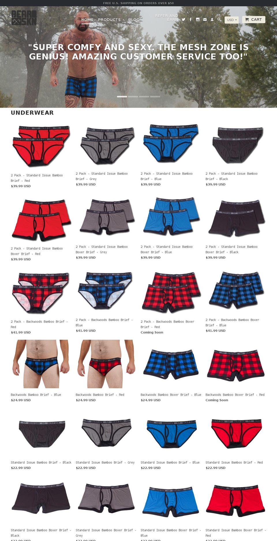 bearwoodunderwear.com shopify website screenshot