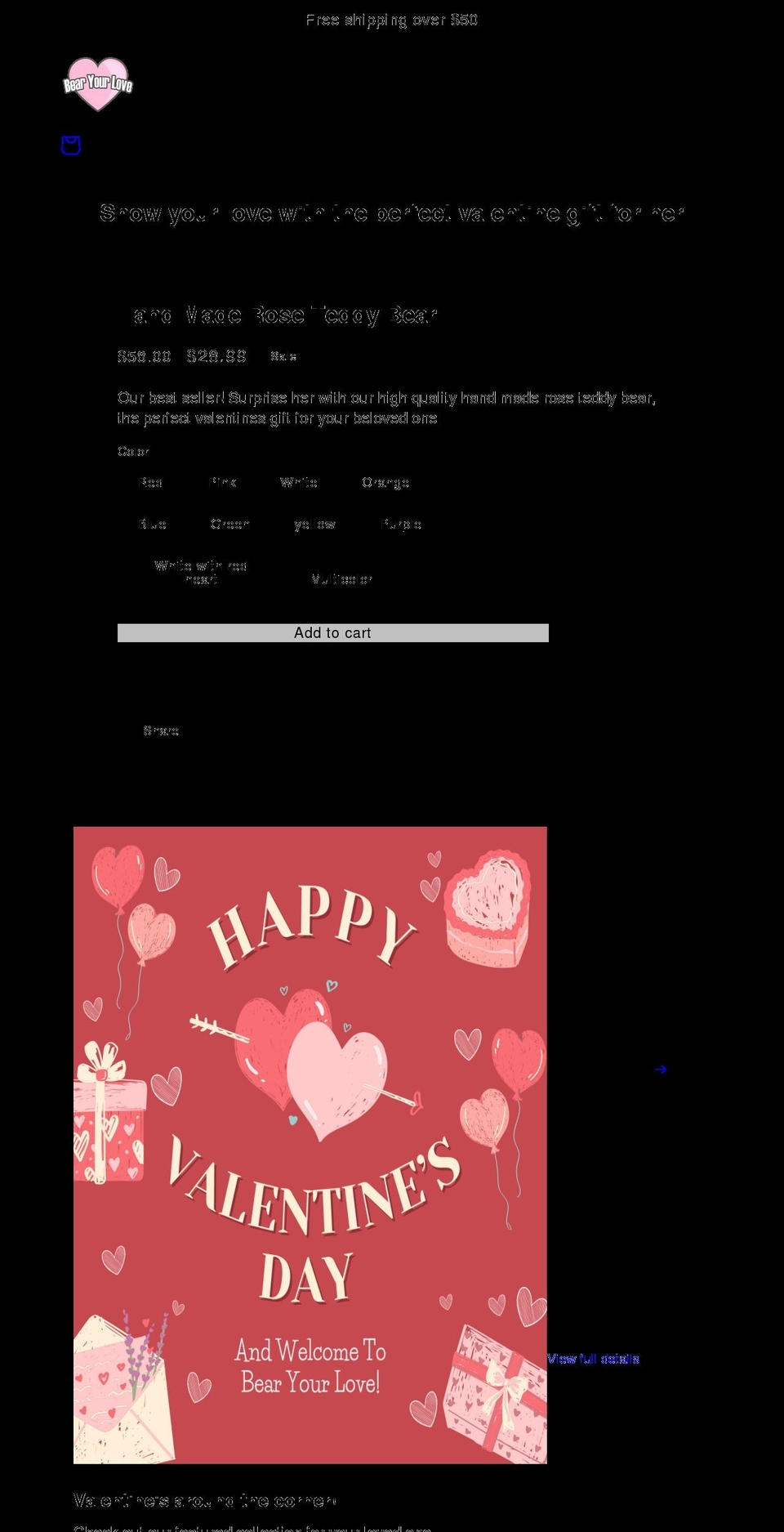bearyourlove.com shopify website screenshot