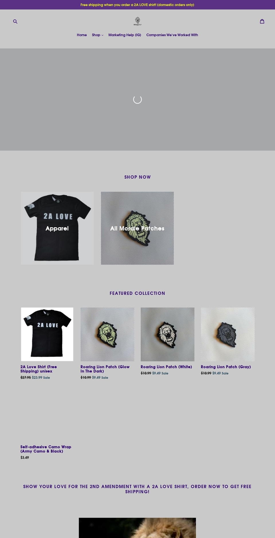 beastlyarms.com — Shopify storefront screenshot