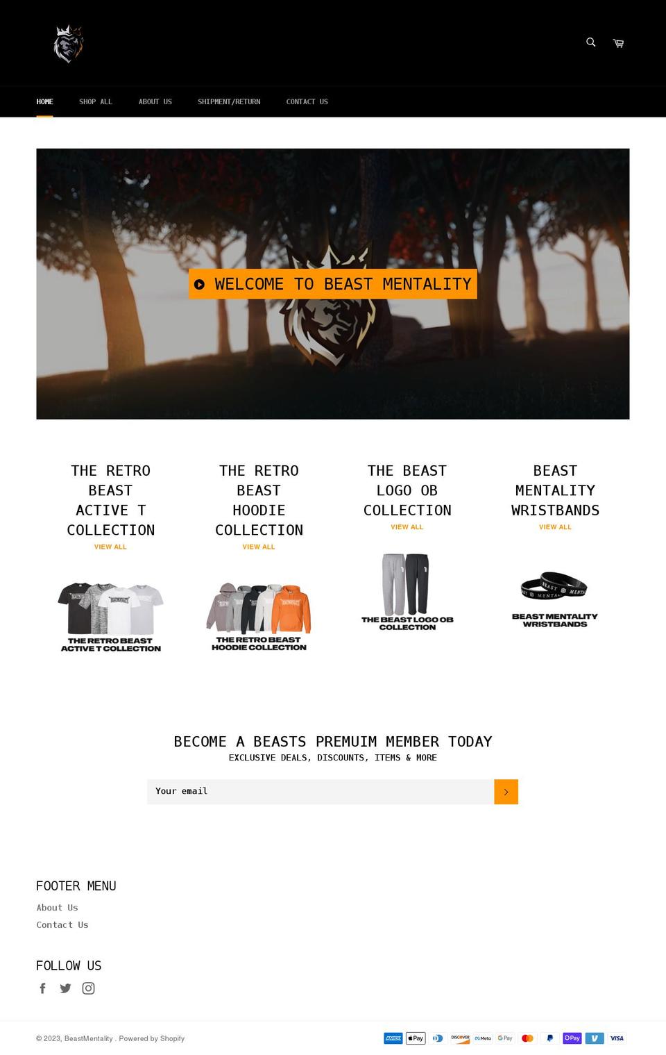 beastmentalityclothing.com shopify website screenshot