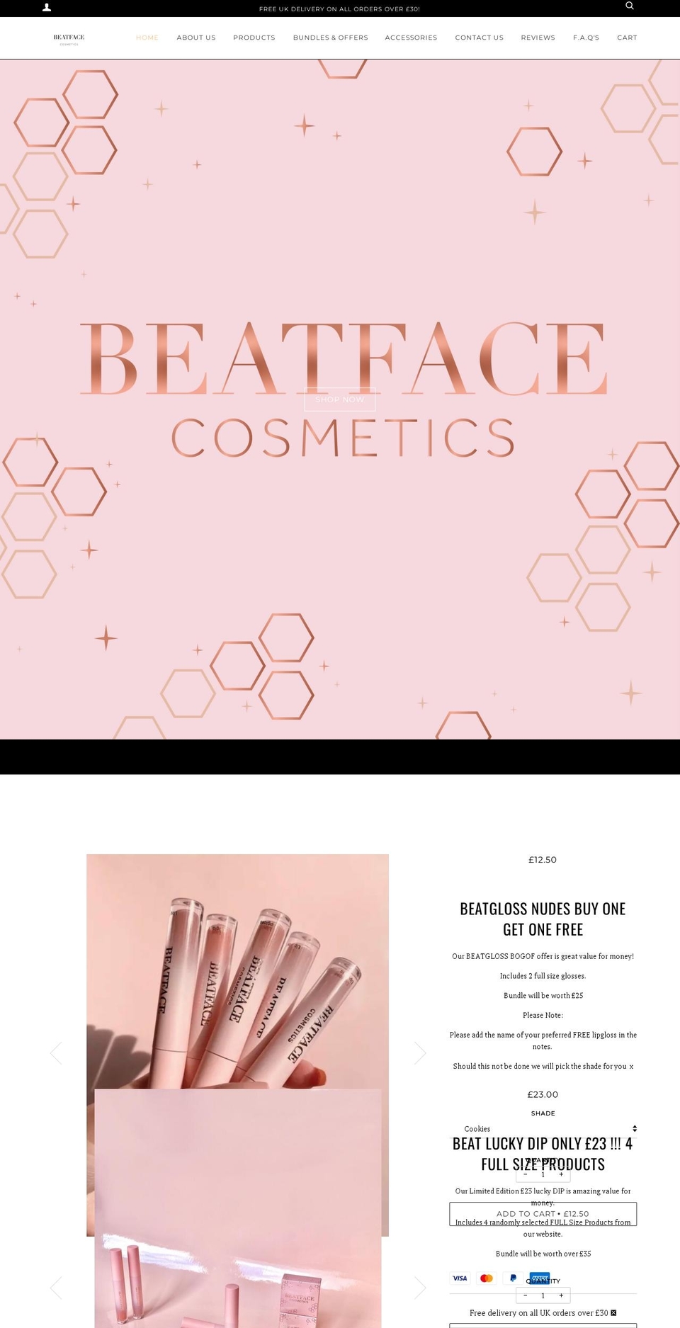 beatfacecosmetics.co.uk shopify website screenshot