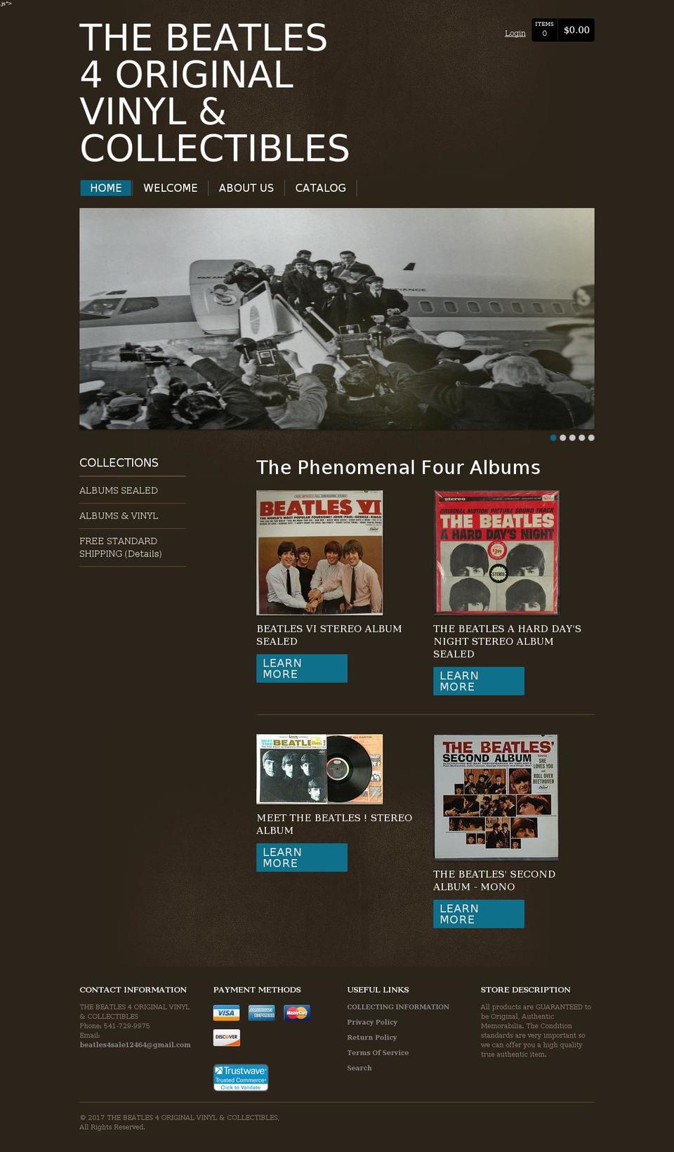 beatlesvinylcollectibles.com shopify website screenshot