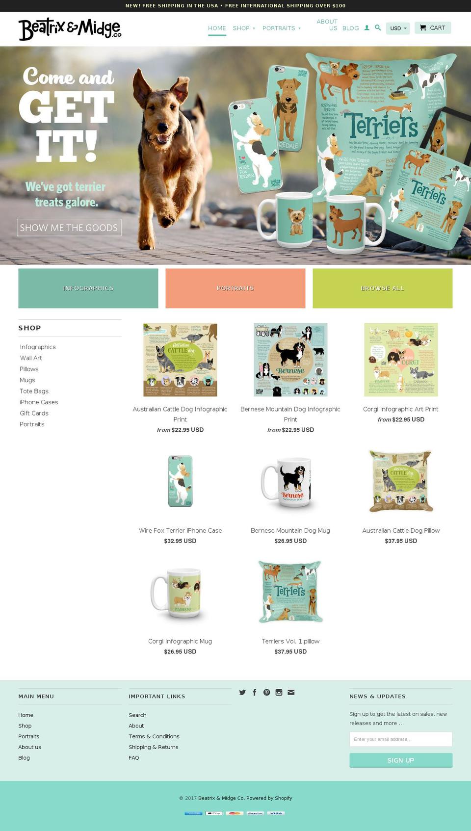 beatrixandmidge.co shopify website screenshot