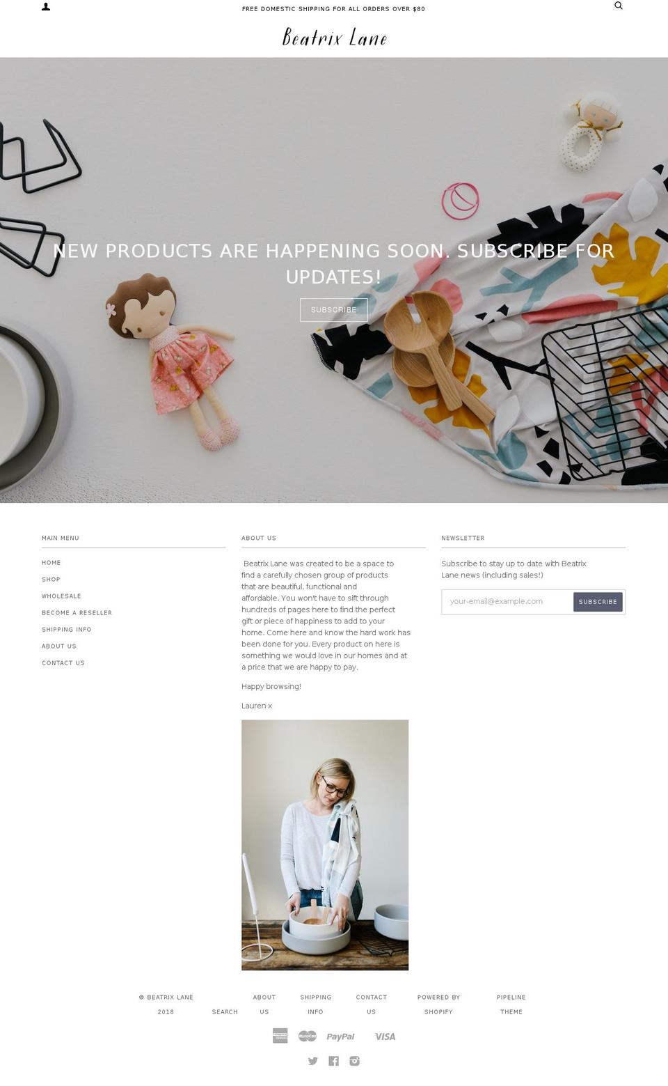 beatrixlane.com shopify website screenshot