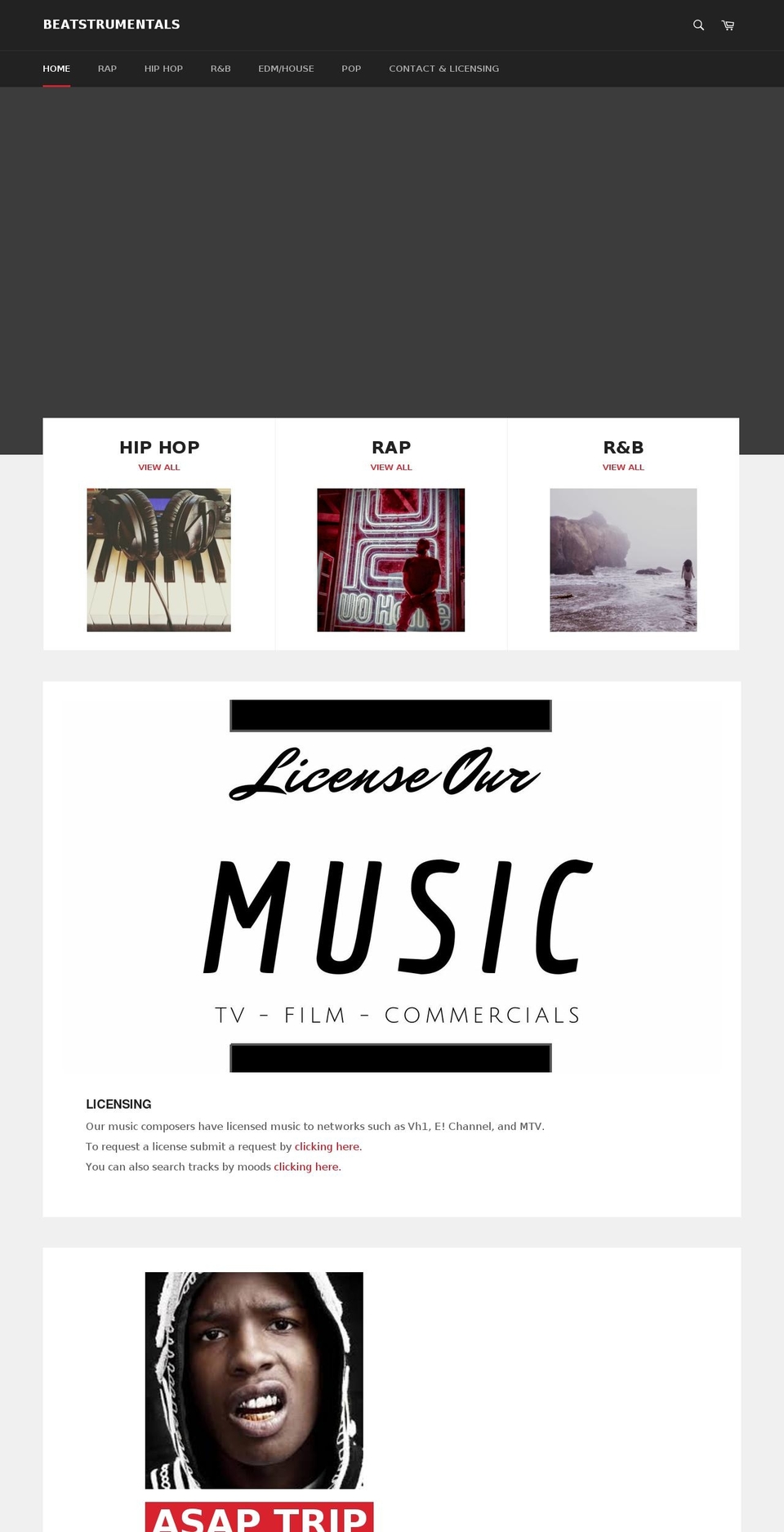 beatstrumentals.com — Shopify storefront screenshot