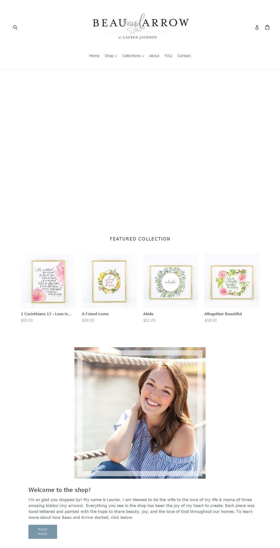 beauandarrowhome.com — Shopify storefront screenshot