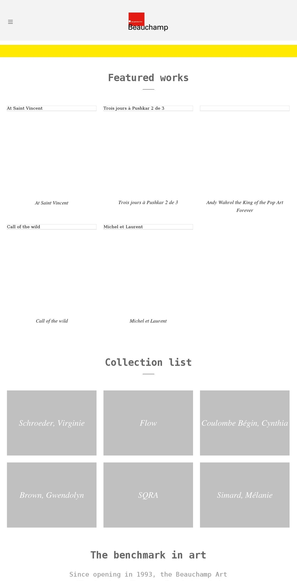 beauchampartgallery.com shopify website screenshot