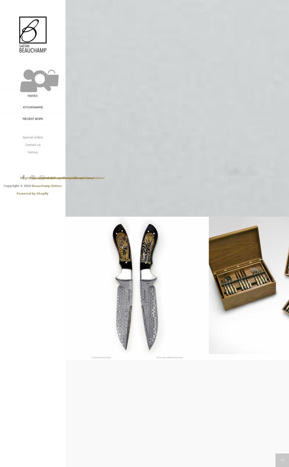 beauchampknives.com shopify website screenshot