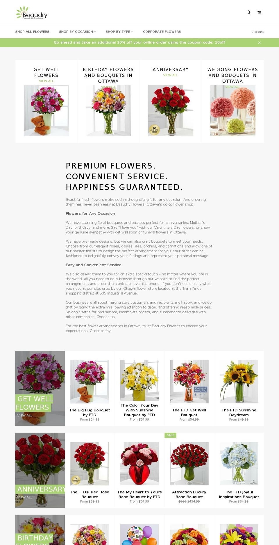 beaudryflowers.ca shopify website screenshot