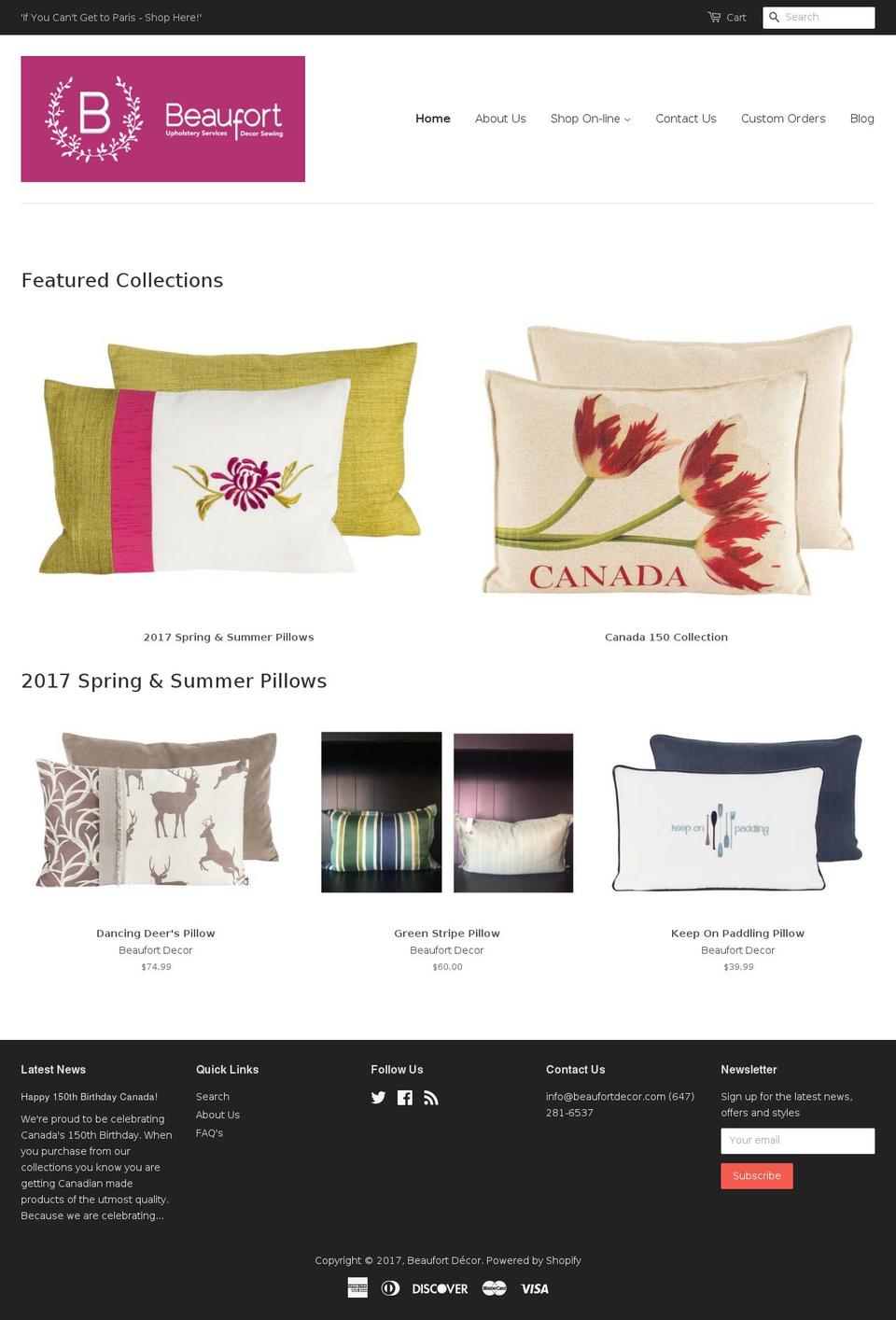 beaufortdecor.com shopify website screenshot